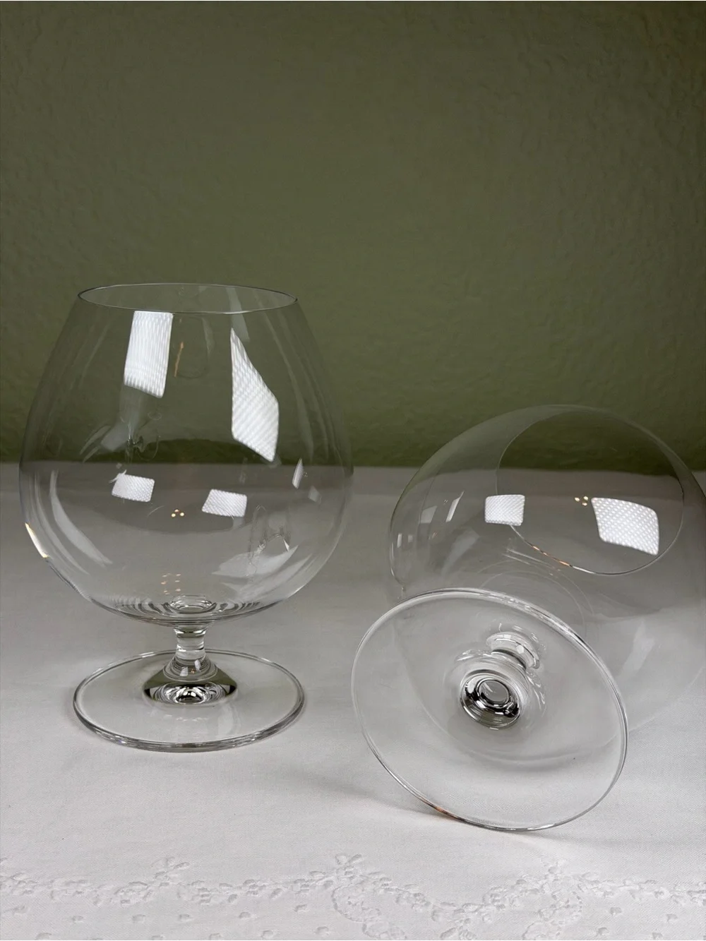 Vintage Large Clear Brandy Snifter Oversized Wine Balloon Glasses Set of 4